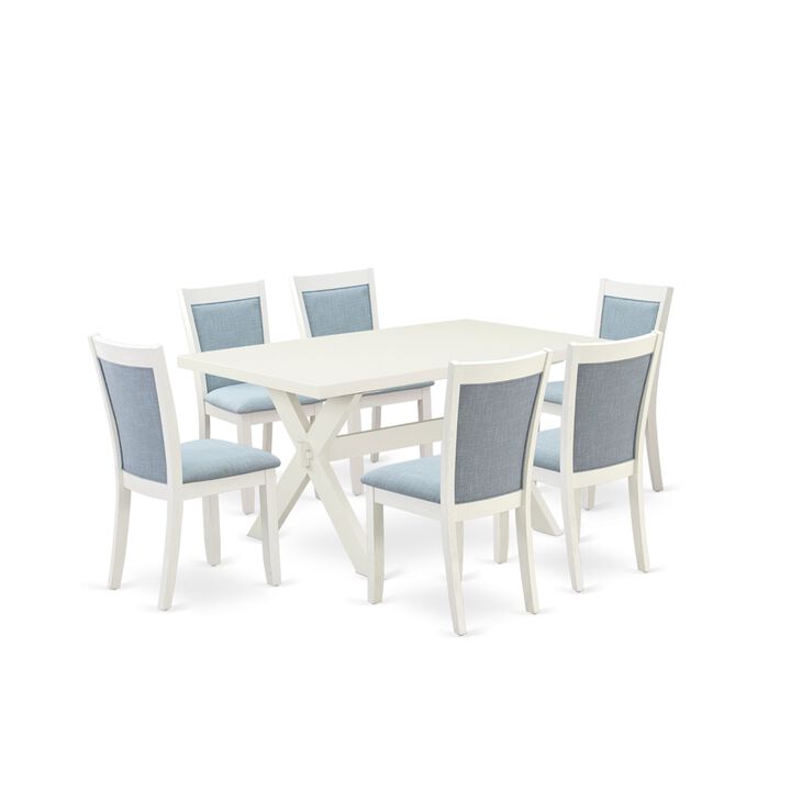 East West Furniture X026MZ015-7 7Pc Dining Set - Rectangular Table and 6 Parson Chairs - Multi-Color Color