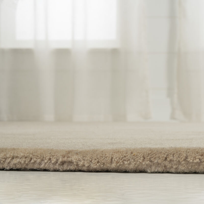 Bean Modern Plaid Grid Handwoven Wool Beige/Light Brown Area Rug