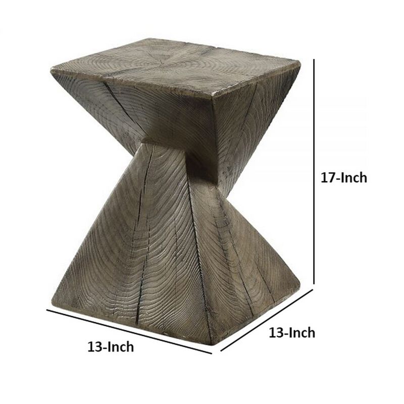 17 Inch Accent Table, Heavy-Duty Durability Cement, Weathered Oak Brown