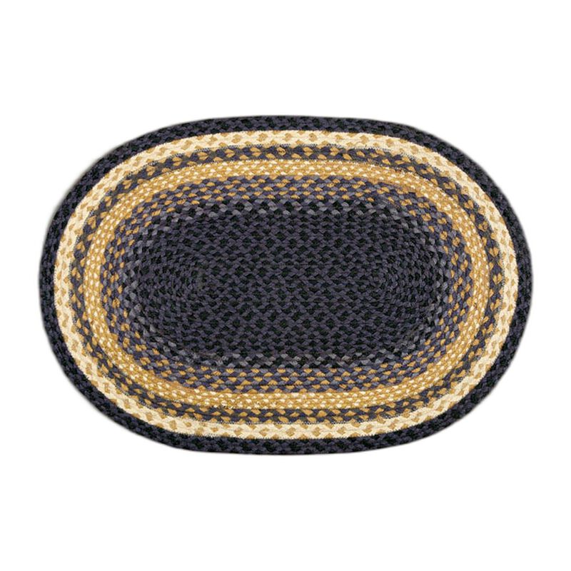 Earth Rugs C-79 Lt Blue Dark Blue Mustard Oval Braided Rug 8 X 11 Feet image number 0
