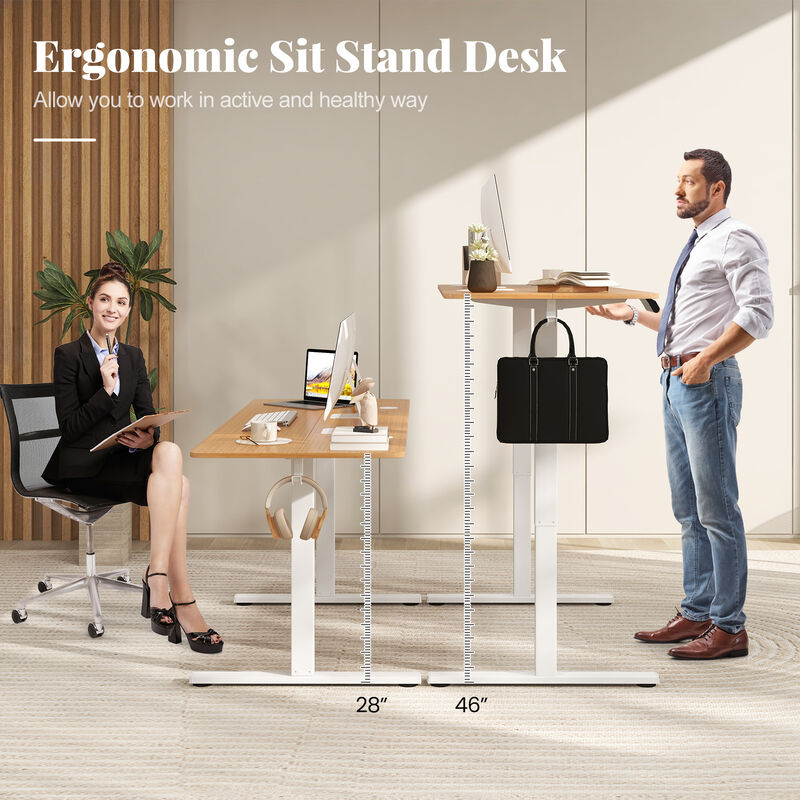 Electric Standing Desk with 3 Memory Heights, Hooks, Cable Holes image number 6