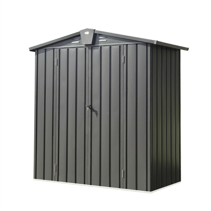 Outdoor Storage Shed 5.7x3 FT, Metal Outside Sheds&Outdoor Storage Galvanized Steel, Tool Shed with Lockable Double Door for Patio, Backyard, Garden, Lawn (5.7x3ft, Black)