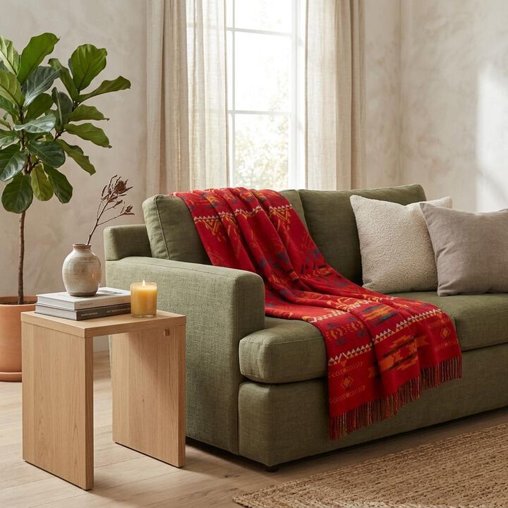 HomeRoots Ultra Soft Red Southwest Handmade Throw Blanket