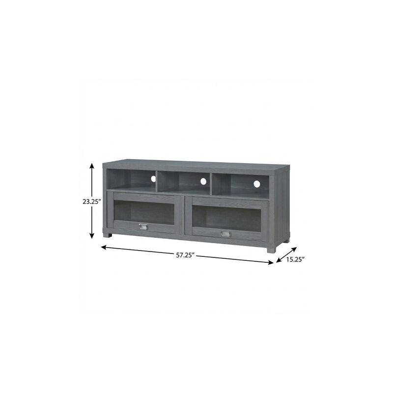 HomeRoots 57" Gray Wood Enclosed and Open Storage TV Stand image number 6