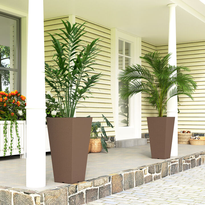 Hivvago 2-Pack Tall Plastic Planters for Entryway & Deck