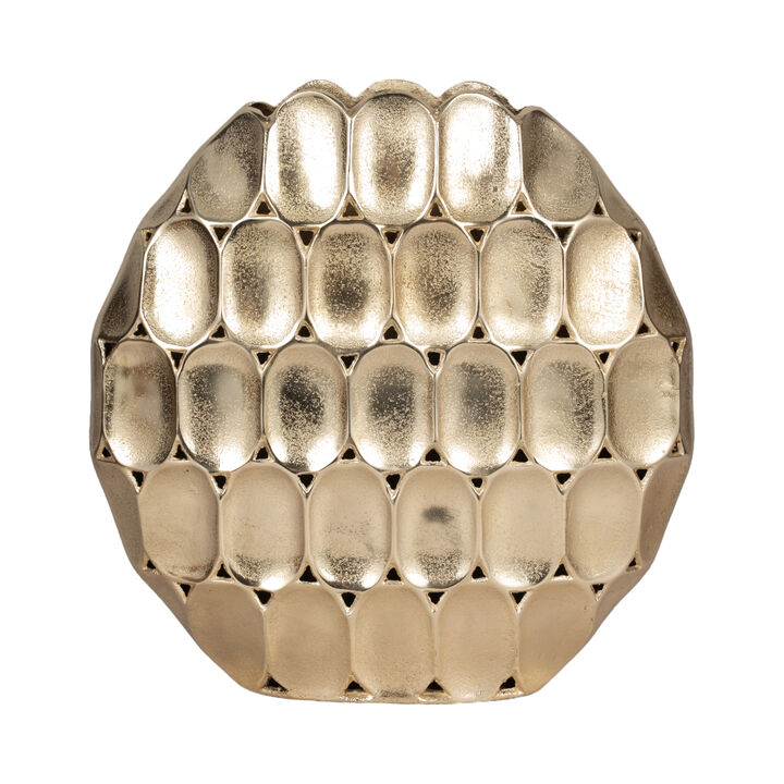 Metal 17" Oval Vase, Champagne