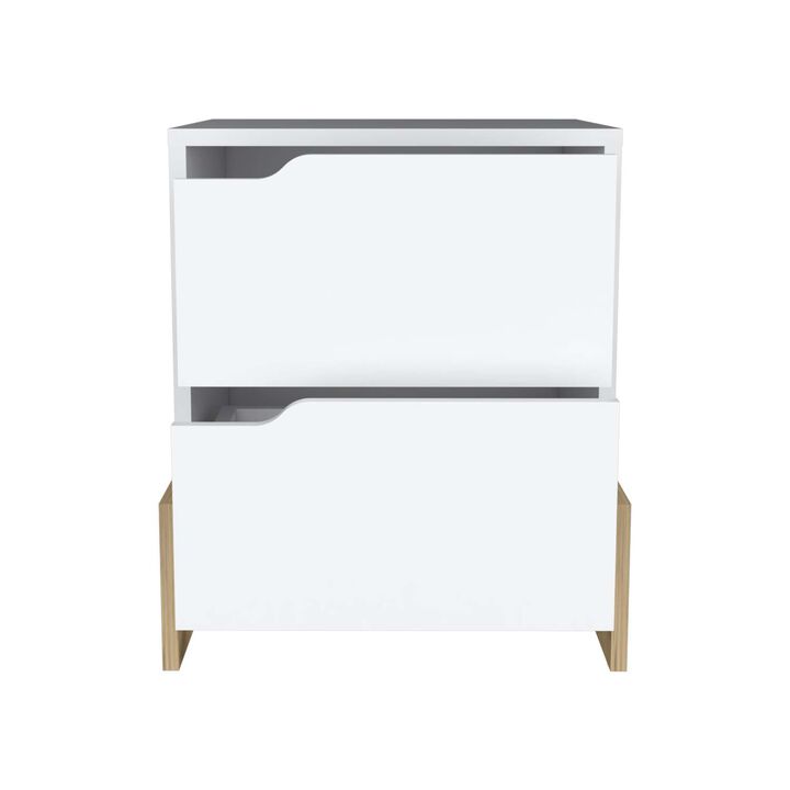 Streamdale Haines Nightstand With 2-Drawers, End Table With Sturdy Base