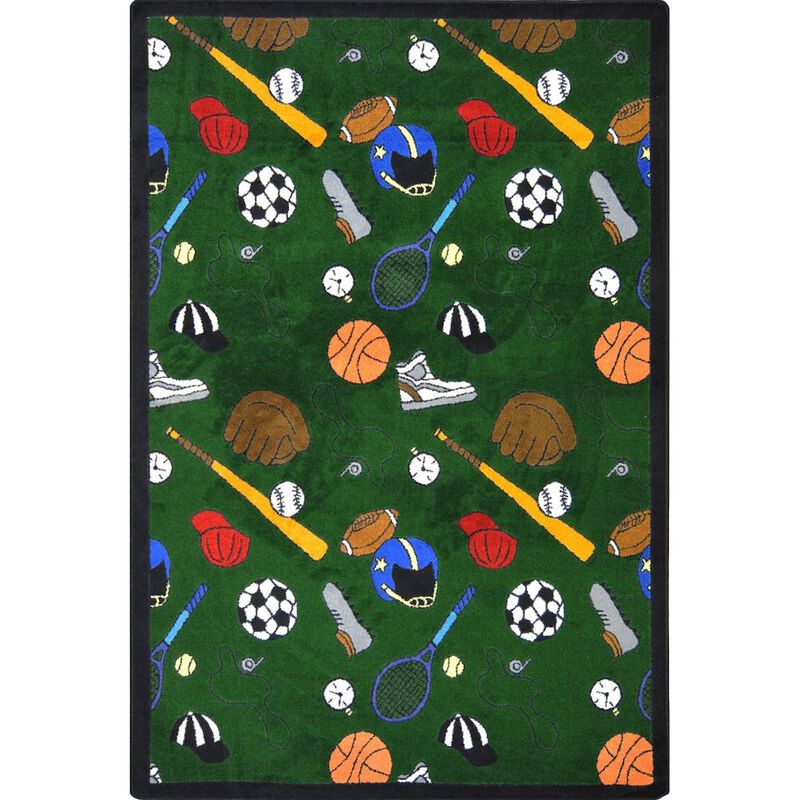 Joy Carpets Games People Play Multi-Sport 7'8 x 10'9 Area Rug in Color Green