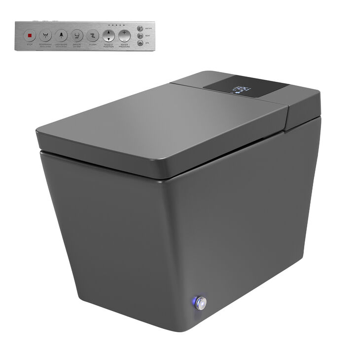 Smart Toilet with Full Automation, Square Design, Radar and Foot Sensors, and Instant Heating