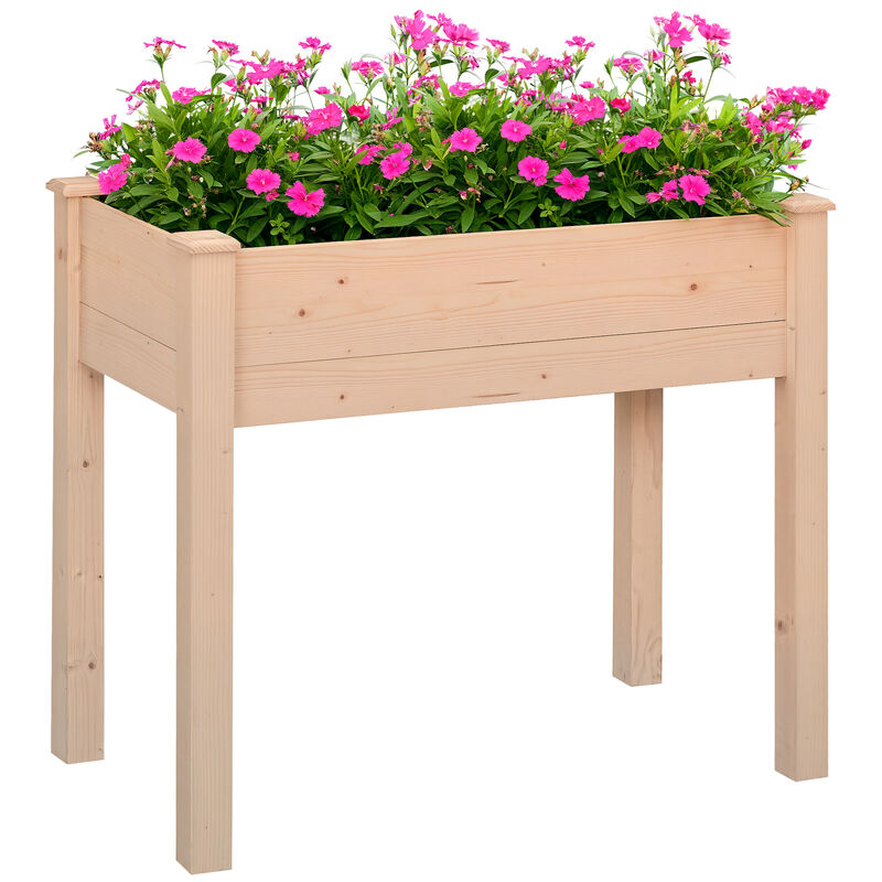 Hivvago 34" Wooden Raised Garden Bed with Drainage Holes image number 0