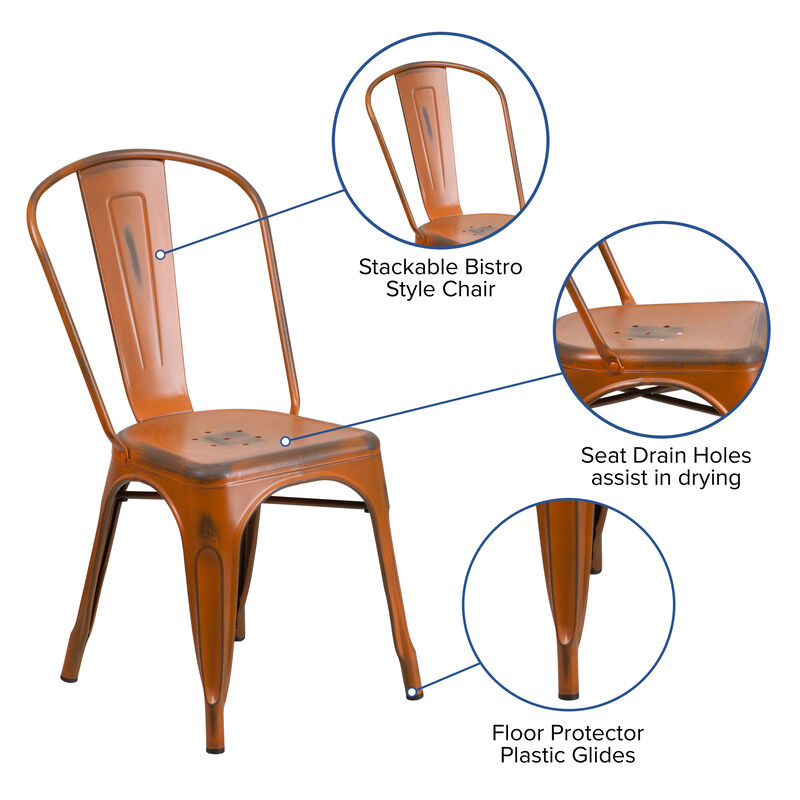 Distressed Copper Metal Chair image number 4