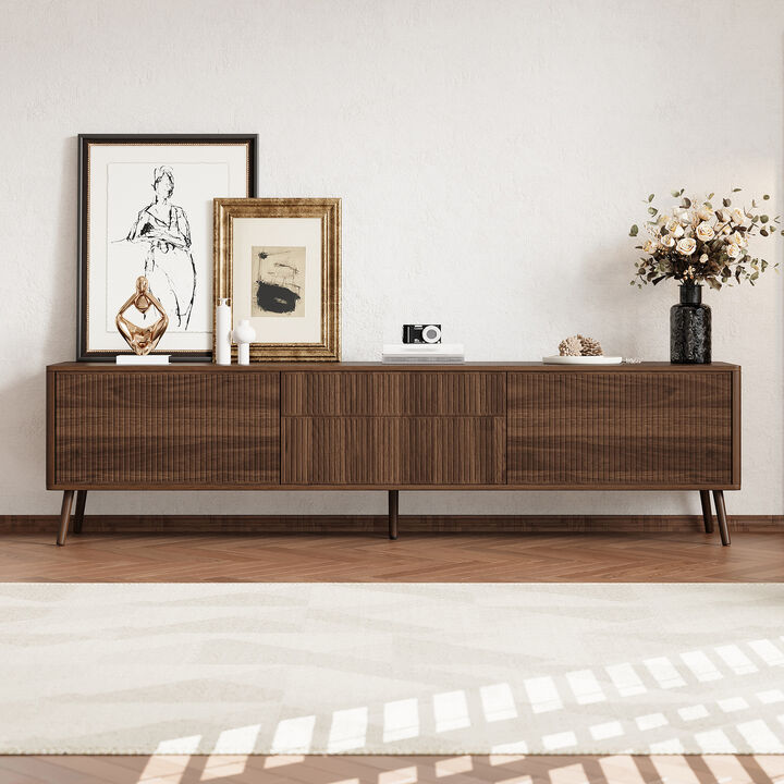Merax Entertainment Center with Fluted Doors, Deep & Standard Drawers, Cable Management