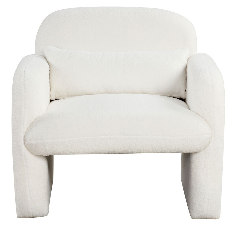 Living Room Accent Chair with Waist Pillow and Armrests – Modern Upholstered Side Chair