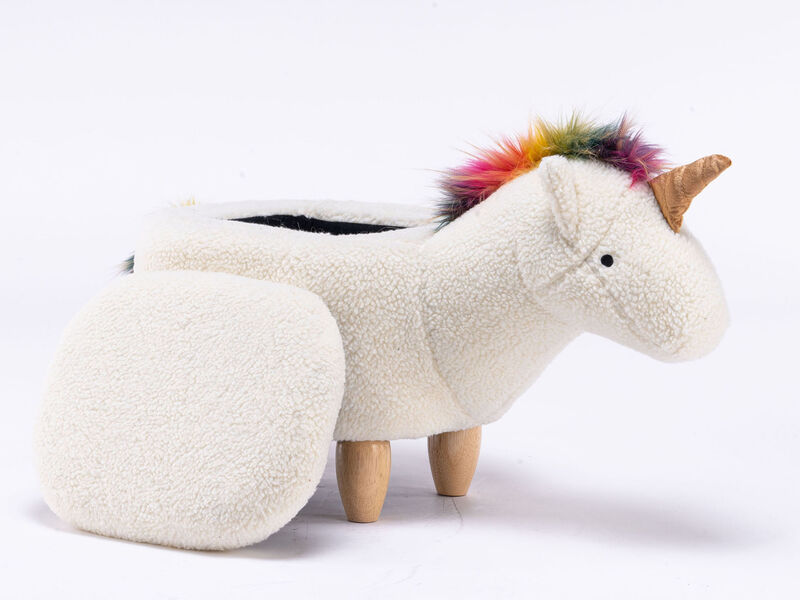 Multicolored Unicorn Storage Ottoman