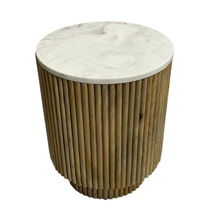Ribbed Pedestal Table Marble Top