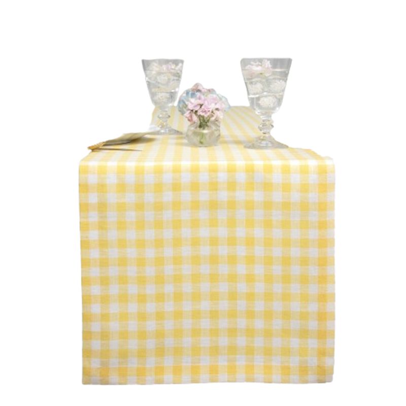 Solino Home Gingham Check 100% Linen Table Runner &ndash; Handcrafted, Machine Washable, Perfect for Holiday and Everyday Dining