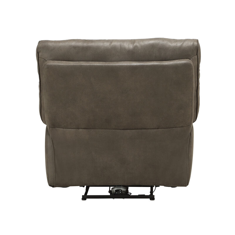 Leatherette Power Motion Recliner with Pillow To Armrests, Brown-Benzara image number 4