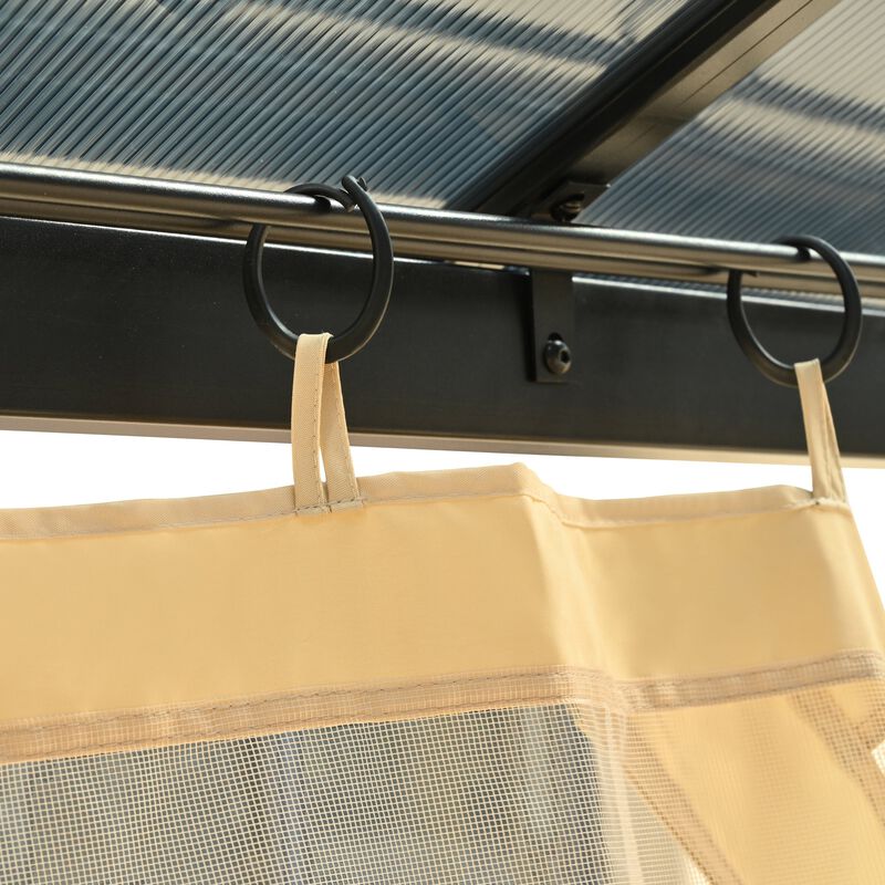 10'x12' Hardtop Outdoor Gazebo, Double-Layer Mosquito Netting & Privacy Curtains