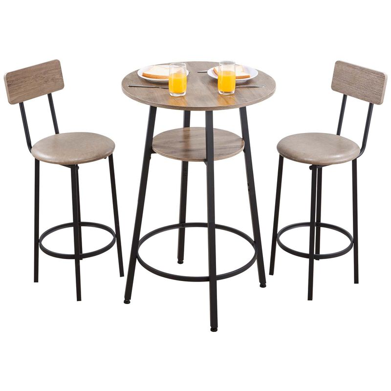 3-Piece Pub Table Set with 2 Chairs for Breakfast Corner image number 3