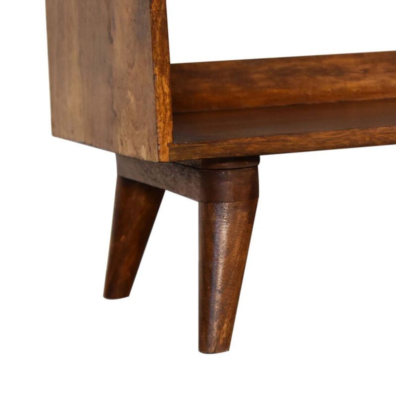 Solid Wood Nordic Chestnut Finish Storage Bench with Seat Pad