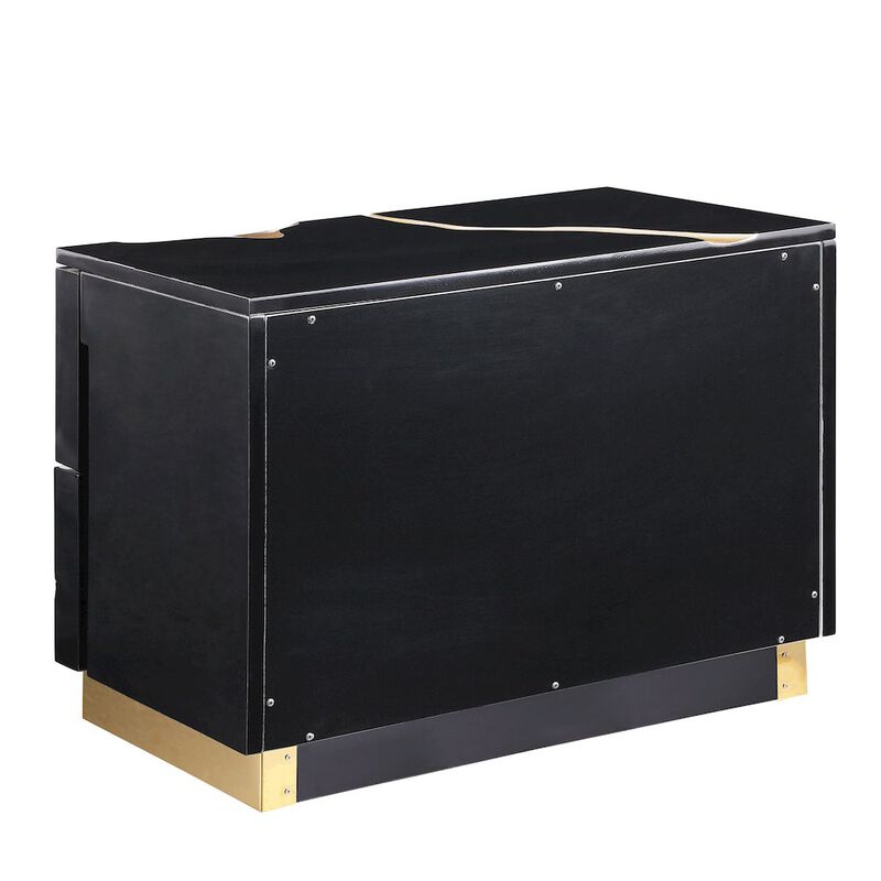 Best Master Furniture Trevello High-Gloss Lacquered Right Nightstand, Gold Accents (Black) image number 2