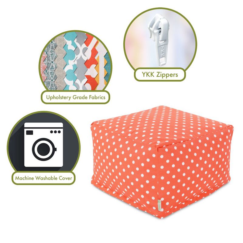 Majestic Home Goods Ottoman Pouf Ikat Dot Orange