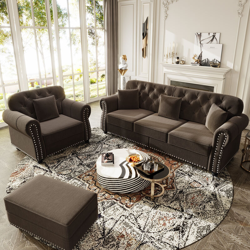 Upholstered Velvet Sofa 4 Seat image number 1