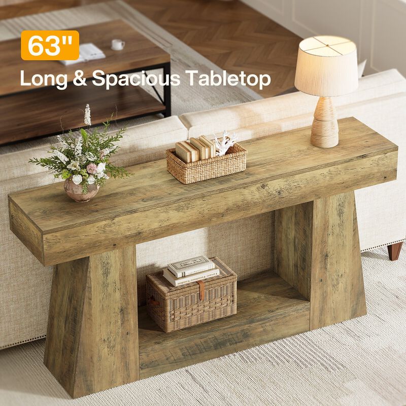 Wooden Sofa Console Table for Entryway and Hallway - Brown image number 3