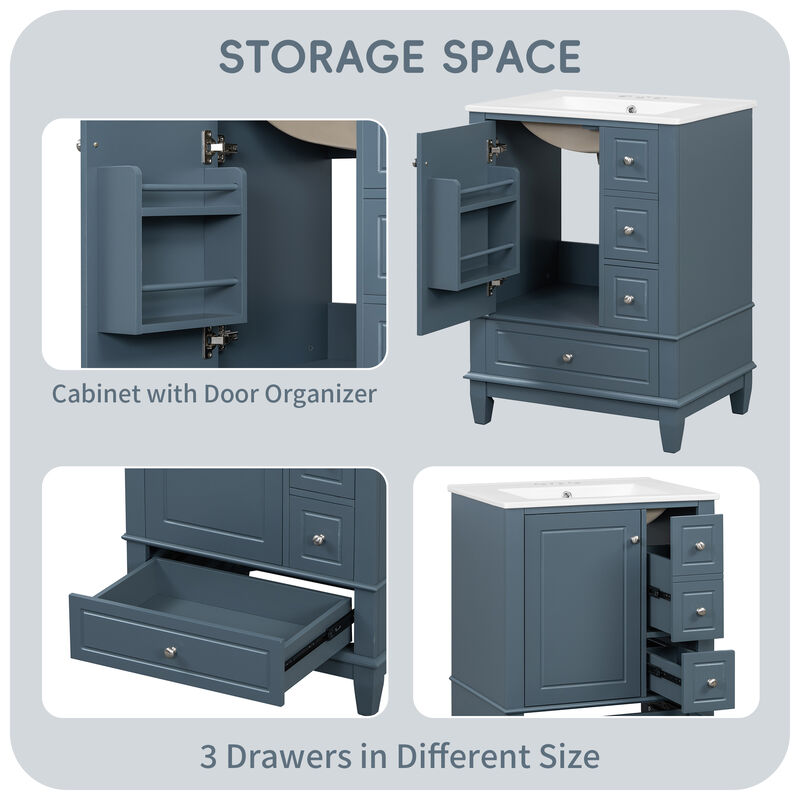 Merax Compact Freestanding Bathroom Vanity with Integrated Ceramic Sink