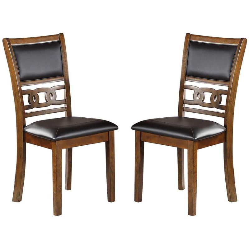 Streamdale Walnut Finish Dining Chairs Set of 2