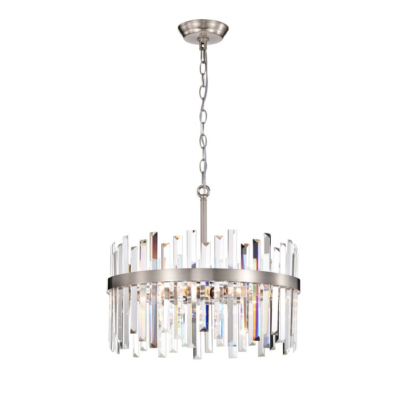 Candela Satin Nickel Finish 5-light Drum Crystal Glass Chandelier image number 0