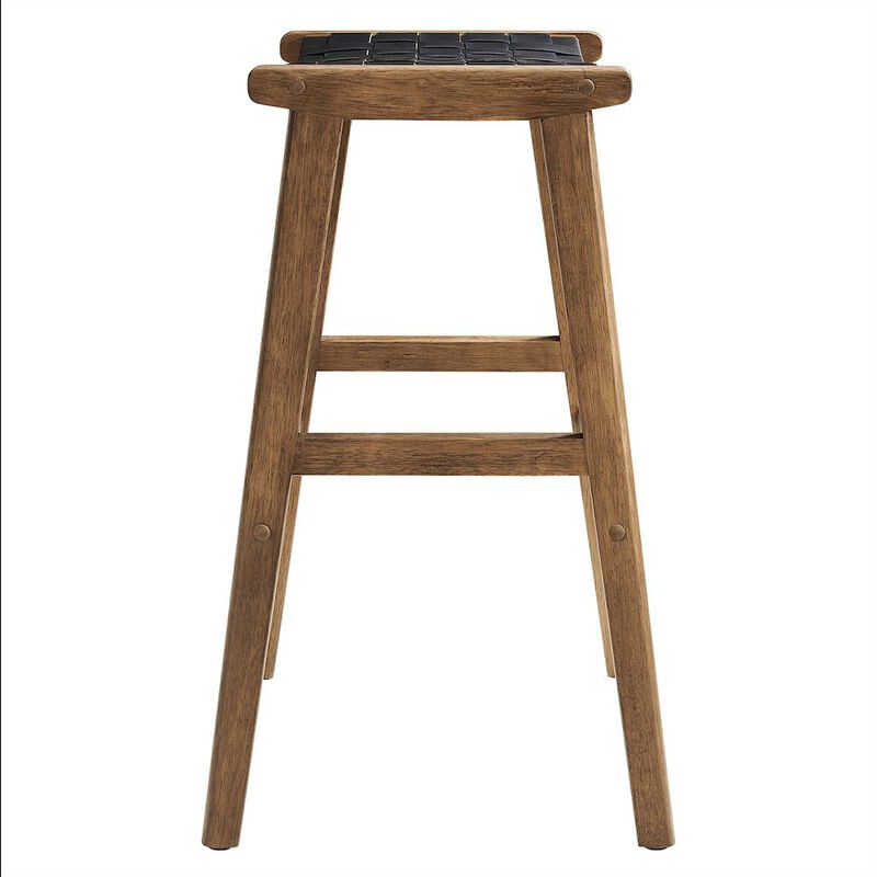 Saoirse Leather Wood Bar Stool Set of 2 image number 5