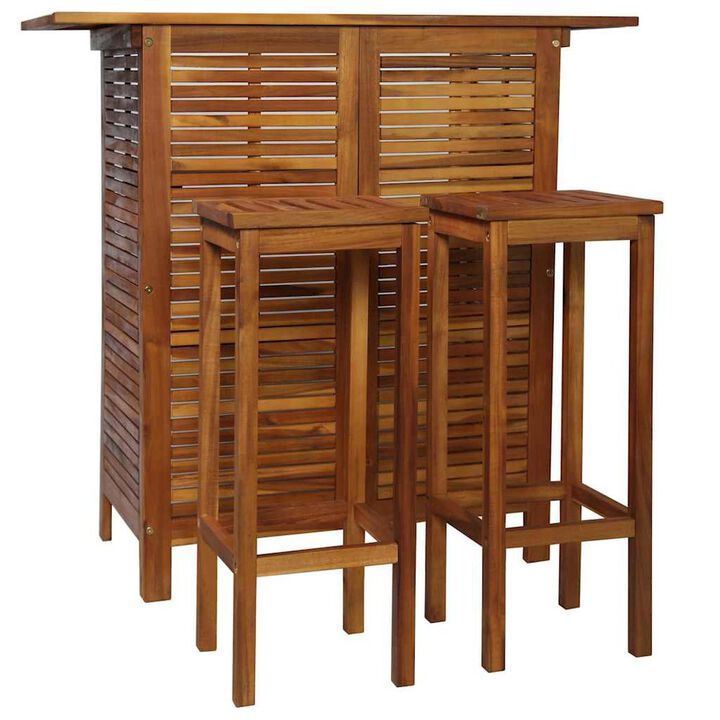 Bar Table And Chair Set Warm brown Solid Acacia wood Standard