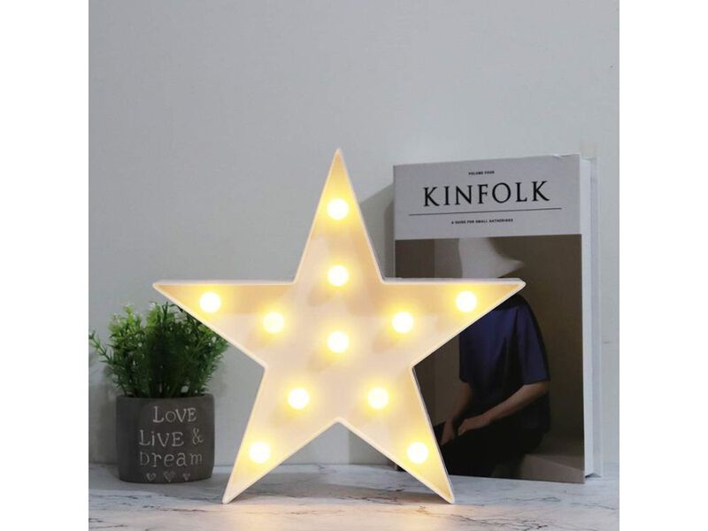LED Star Marquee Night Light Battery Operated Table Lamp for Kids Nursery image number 1