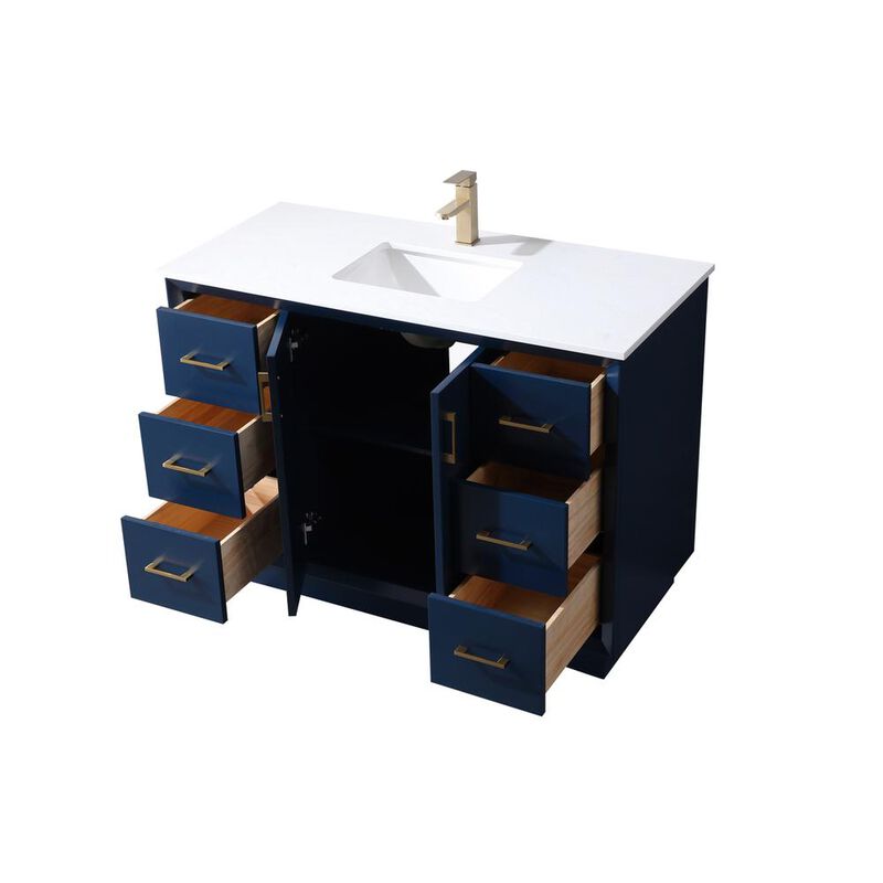 Elegant Kitchen and Bath 48 Inch SIngle Bathroom Vanity In Blue
