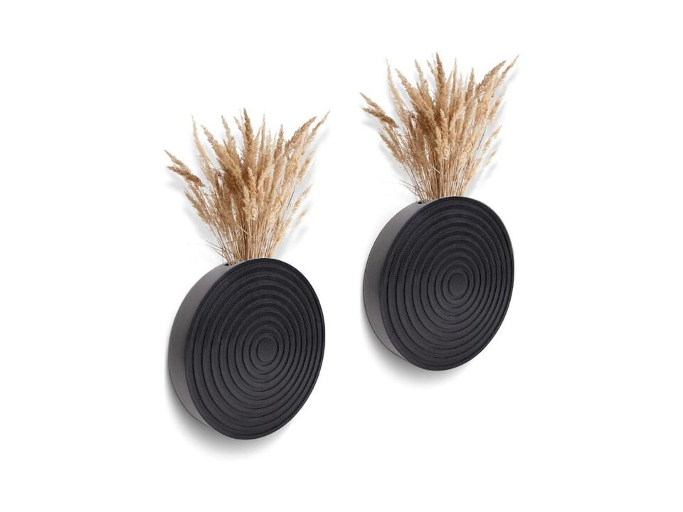 Set of 2 Black Wall Planters Boho Decor for Indoor Plants Living Room