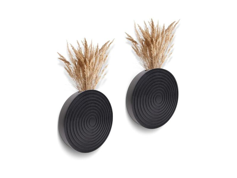 Set of 2 Black Wall Planters Boho Decor for Indoor Plants Living Room image number 0