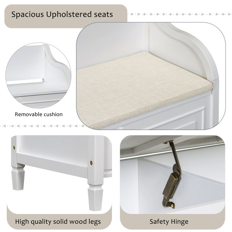 Streamdale Rustic Solid Wood Entryway Bench (Gray/Beige) image number 7
