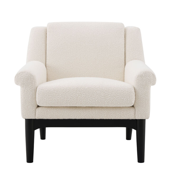 Whisen Mid-Century Modern Accent Chair, Boucle Upholstered Lounge Chair with Solid Wood Legs for Living Room