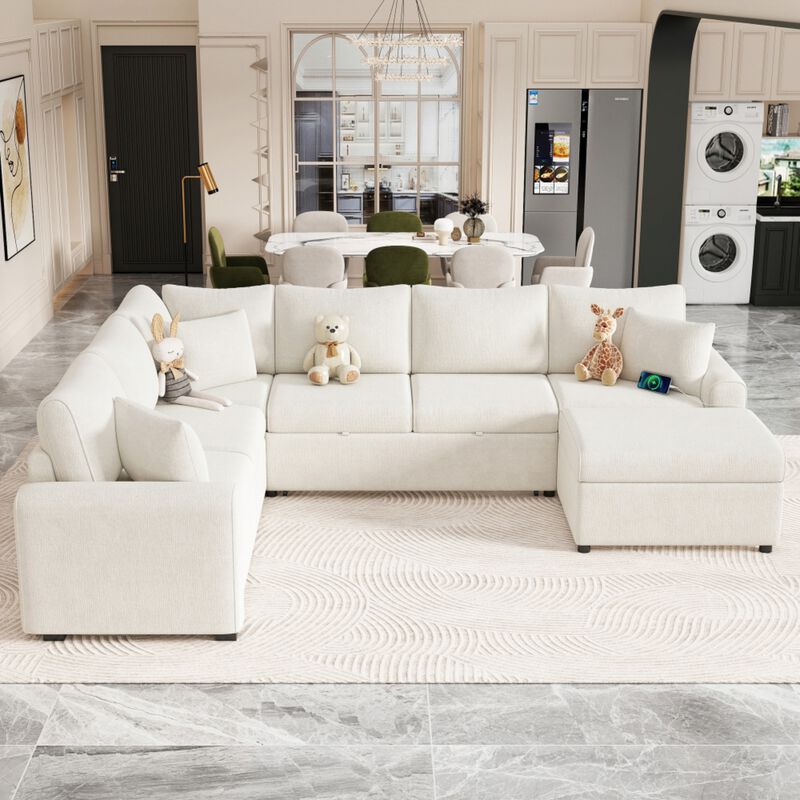 Bimkom U-Shaped Chenille Sectional Sofa image number 6