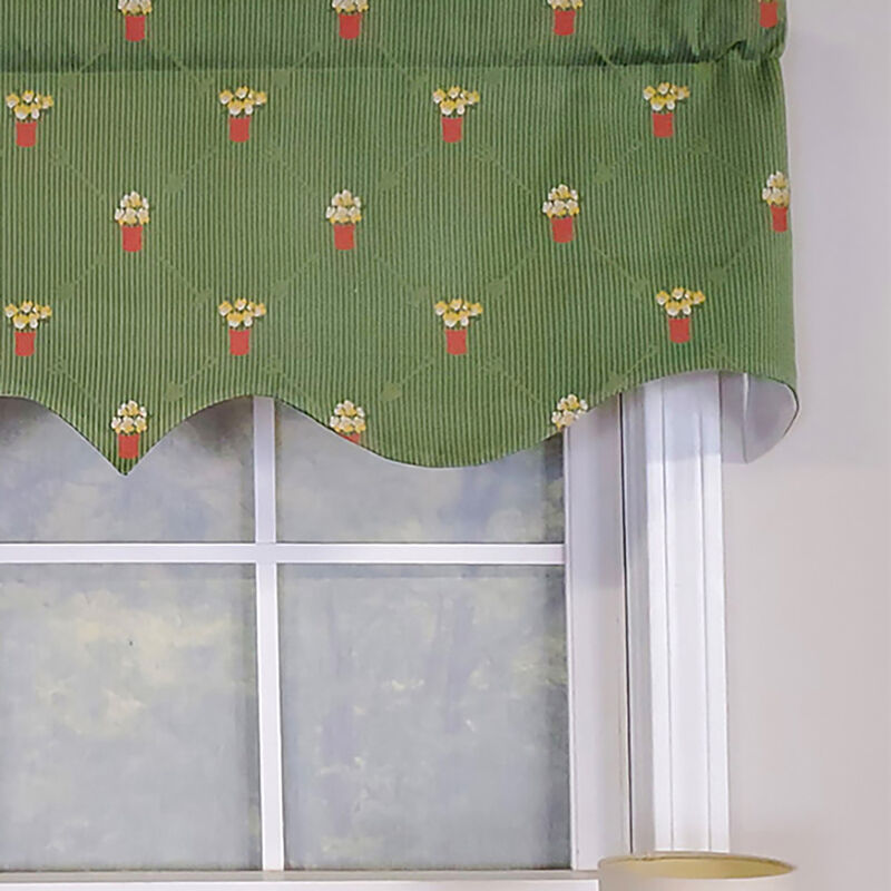 RLF Home Modern Design Classic Flower Pot Regal Style Window Valance  50" x 17" Emerald
