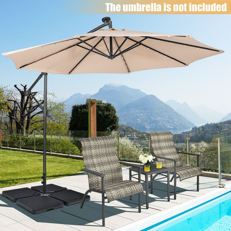 4-Piece 13L Cantilever Offset Patio Umbrella Base with Easy-Fill Spouts for Stable Support