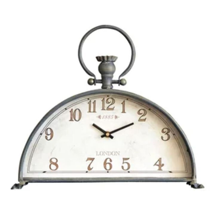 HouzBling Mantle Clock 15"Lx13"H Metal/Glass