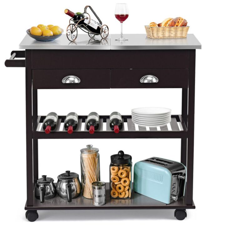 Rolling Kitchen Island Trolley Cart with Drawers