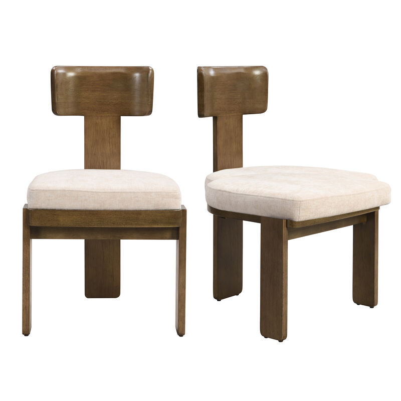 Merax Upholstered Rubber Wood Dining Chairs Set of 2