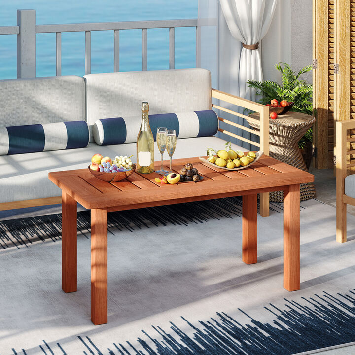 Outdoor Coffee Table with Slatted Top for Patio, Deck, or Poolside-Natural
