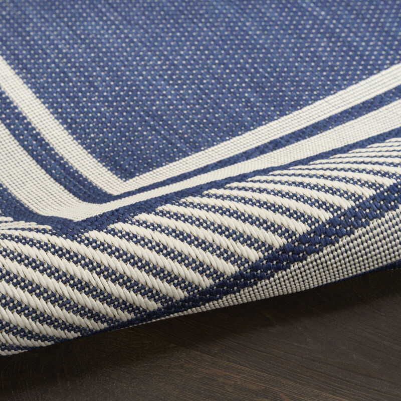 HomeRoots 6' X 9' Navy Blue And Ivory Geometric Indoor Outdoor Area Rug image number 3