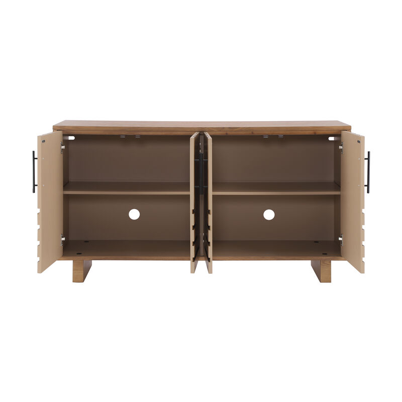 Christopher Knight Home Bray 59" Modern Buffet Cabinet Sideboard with 4 Doors and Metal Handles
