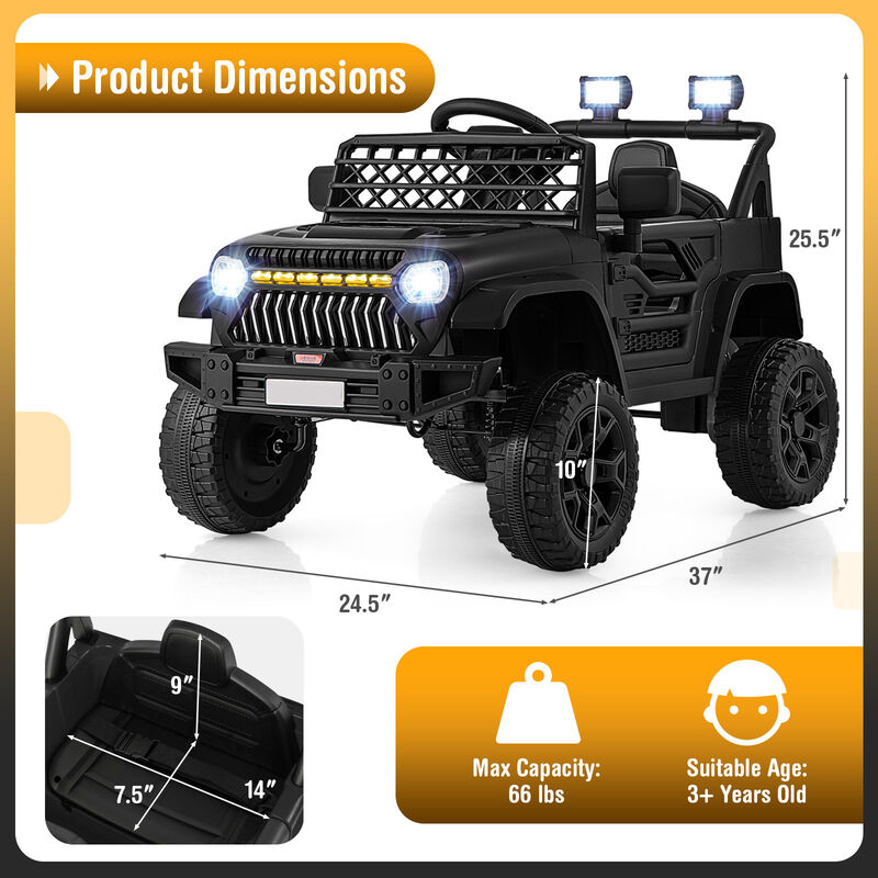 Kids 12V Ride On Truck Car with Music Player and Remote Control image number 2