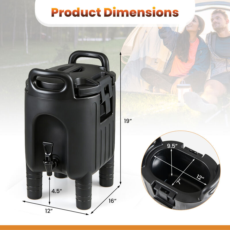 Portable Insulated Beverage Dispenser with Handles and Two Stage Faucet for Parties-Black image number 2